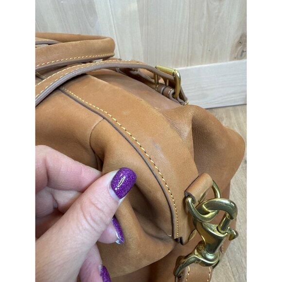 J. Peterman Co Mens Leather Bag Gladstone Travel Weekender Tan Removable Strap - Picture 11 of 11